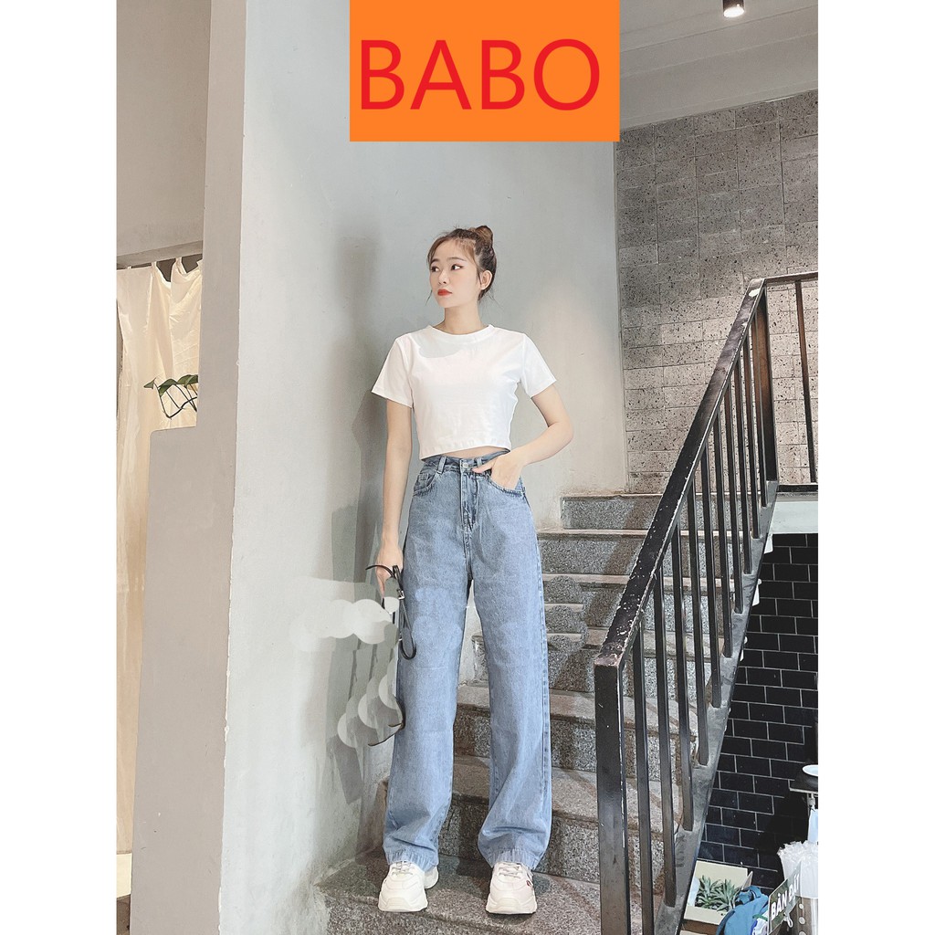 [ NY26 ] BABO HIGH QUALITY LIGHT BLUE HIGH-WAIST กางเกงยีนส์ WIDE-LET ผู้หญิงในทุกขนาด S, M, L, SUPE