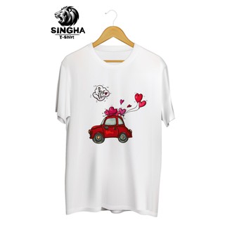 SINGHA T-Shirt Valentines 💕 เสื้อยืดสกรีนลาย รถหัวใจ