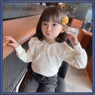 พร้อมส่ง เสื้อยืดแขนยาว คอตุ๊กตา สไตล์เกาหลี แฟชั่นฤดูใบไม้ร่วง สําหรับเด็กผู้หญิง