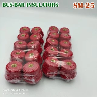 SM-25 ลูกถ้วยฉนวนแดง BUS-BAR INSULATORS แพ็คละ 20ชิ้น แถมน็อตฟรี
