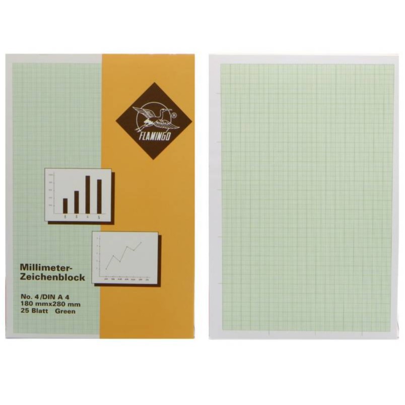 สมุดกราฟ A4 ตรานกฟลามิงโก้ เส้นสีเขียว  No.4  Flamingo Graph Log paper  มีหลายแบบให้เลือก