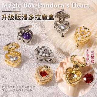 Pandora กล่องเพทายเพชร ชุบทองแท้ หรูหรา สําหรับตกแต่งเล็บ DIY