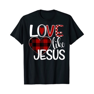 เสื้อยืด พิมพ์ลาย Love Like Jesus Buffalo ลายสก๊อต เหมาะกับของขวัญวันวาเลนไทน์ สําหรับแฟนหนุ่ม