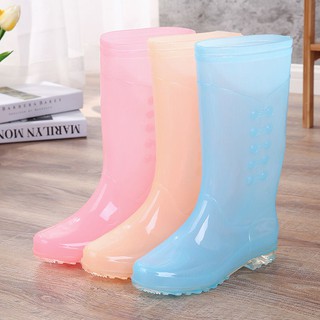 ❐✎Rain boots โฟร์ซีซั่นเจลลี่รองเท้าฝนผู้หญิงรองเท้าบูทกันน้ำขนาดกลางและสูงสำหรับผู้ใหญ่ห้องครัวล้างรถกันลื่นสวมใส่ทำงาน