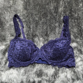 ✨NEW✨ ชุดชั้นใน บรา Bra ลูกไม้ สีน้ำเงิน มีโครง Brand Guy Laroche B75