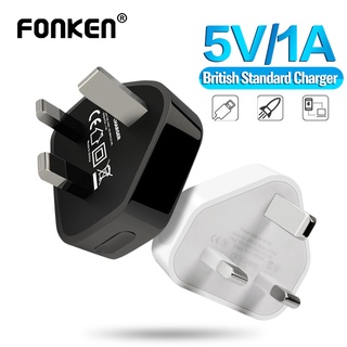 Fonken อะแดปเตอร์ชาร์จโทรศัพท์มือถือ Usb Uk 3 Pin Regulatory 5V 1A ทรงสามเหลี่ยม