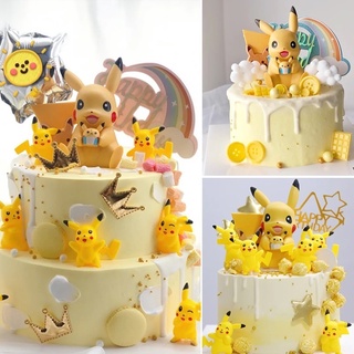 [พร้อมส่ง] ฟิกเกอร์ปิกาจู โปเกม่อน สําหรับตกแต่งเค้ก 6 ชิ้น