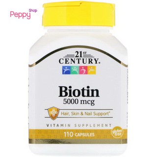 21st Century Biotin Super Potency 5000 mcg 110 Capsules ไบโอติน ซุปเปอร์ โปเท็นซี 5000 มิลลิกรัม 110 แคปซูล