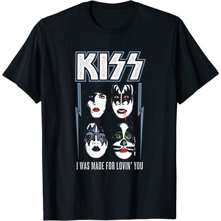 เสื้อยืดผ้าฝ้ายพรีเมี่ยม เสื้อยืด พิมพ์ลาย Kiss I Was Made For Loving You