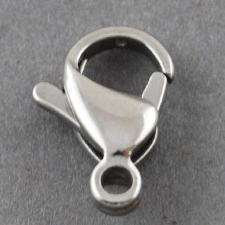 100pcs 304 Stainless Steel Lobster Claw Clasps Jewelry Clasps 12x7x4mm Hole: 1mm