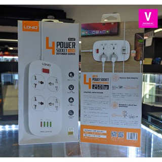 LDNIO SC4407 ปลั๊กไฟ ปลั๊กสามตา 4 ช่อง/USB 4 พอต 2500W สายยาว 2 เมตร
