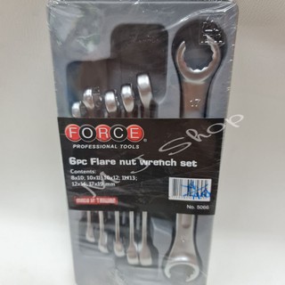 FORCE ประแจแหวนผ่า 6ตัวชุด #5066 หน่วยเป็นมิล( mm.)(FLARE NUT WRENCH SET)﻿ประแจแหวนผ่า 6ตัวชุด