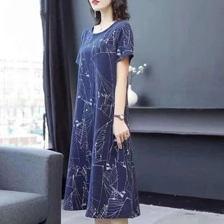 เดรสวยกลางคน ชดแม ชดเดรสไซสใหญ M-4XL ผาไหมอตาล ใสสบาย ไมรอน พรอมสง