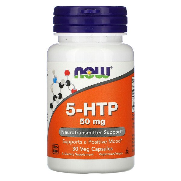 Now Foods,5-HTP, 50 mg, 30,90,180 Veg Capsules ช่วยรักษาอาการซึมเศร้า ช่วยทำให้นอนหลับ