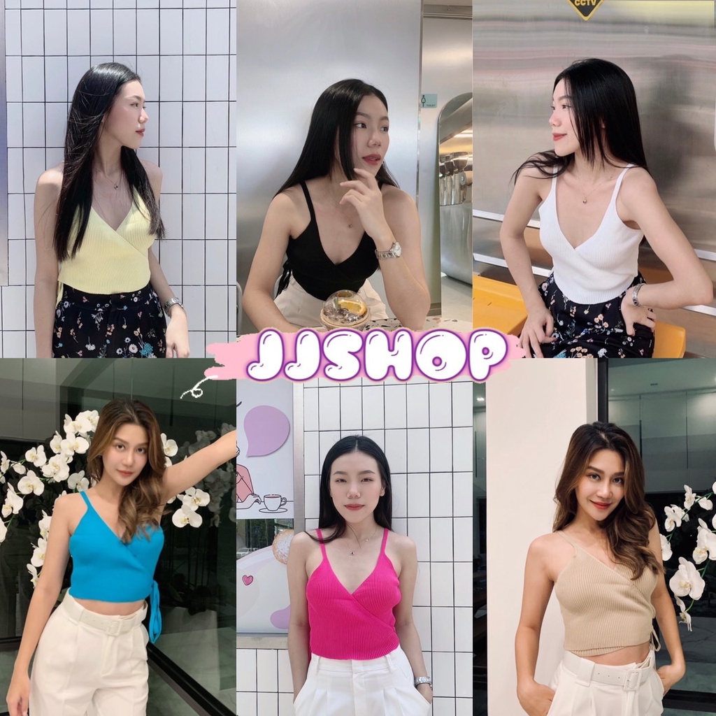 JJ shop พร้อมส่ง สายเดี่ยว ไหมพรมดีเทลผูกเอวสีพื้นใส่สบายสวยเก๋มากๆ "39129" -N