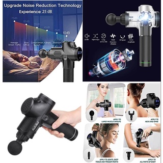 ปืนนวดไฟฟ้า ปืนนวดกล้ามเนื้อ Booster E Fascia Gun Spier Ontspanning Massager พร้อม5หัว ปรับได้9โหมด 3200ครั้ง/นาที ขนาดเ