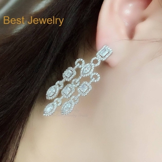 Best Jewelry Diamond Earring ต่างหูเพชร ต่างหูออกงาน  ตกแต่งด้วยเพชร CZ แท้ งานสวย เพชรวิ้งที่สุดมีคลาสมากๆค่ะ