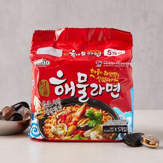 พร้อมส่ง 팔도 왕짬뽕봉지 บะหมี่กึ่งสำเร็จรูปซีฟู๊ดรสเผ็ด Paldo Haemul Seafood Noodle 120g*5