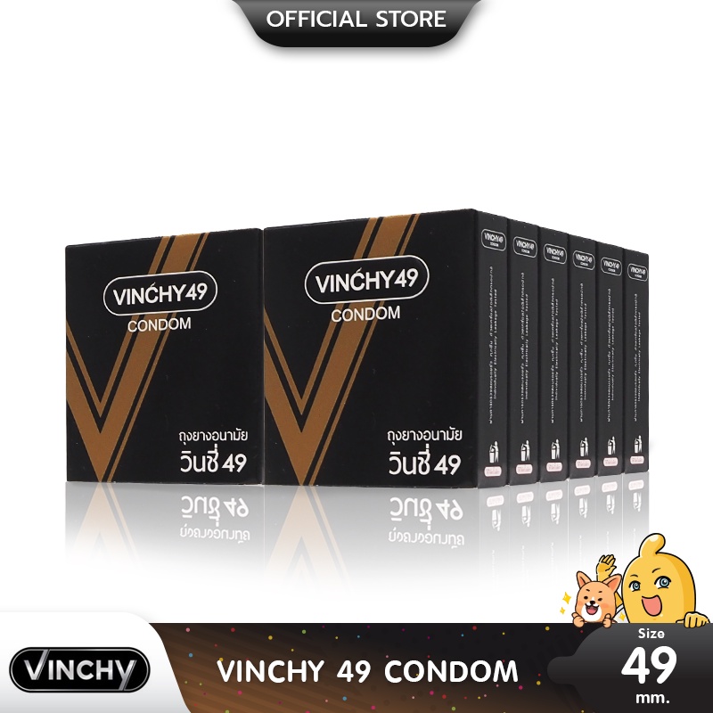 Vinchy 49 ถุงยางอนามัย ผิวเรียบ สวมใส่ง่าย ฟิตกระชับเข้ารูป ขนาด 49 มม. บรรจุ 12 กล่อง (36 ชิ้น)