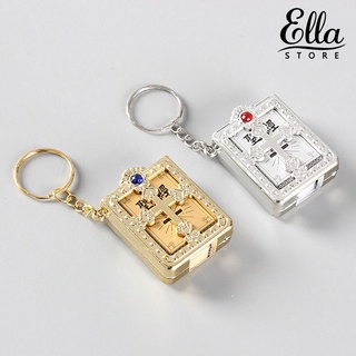 Ellastore123 พวงกุญแจ จี้ไม้กางเขน พระคัมภีร์ไบเบิล ประดับพลอยเทียม ขนาดเล็ก สําหรับแขวนกระเป๋า