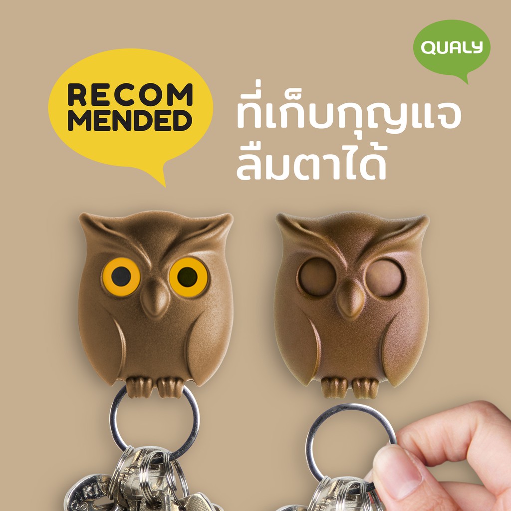 Night Owl Key Holder ที่แขวนพวงกุญแจ ดีไซน์ นกฮูก ที่เก็บกุญแจ ติดผนัง Qualy (ควอลี่) ราคา ถูกที่สุด ดีลบีเคเค