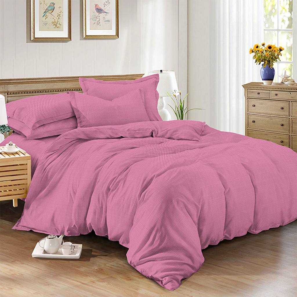 Chaixing Home ผ้าปูที่นอน ผ้าไมโครเทค KASSA HOME รุ่น EMBOSS ขนาด 3.5 ฟุต (ชุด 3 ชิ้น) สีชมพู