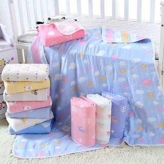 ผ้าห่มเด็ก ผ้าสาลูทอ6ชั้น ขนาด 110*110 cm. ผ้านุ่ม ไม่เก็บฝุ่น ห่มสบายดีต่อลูกน้อย