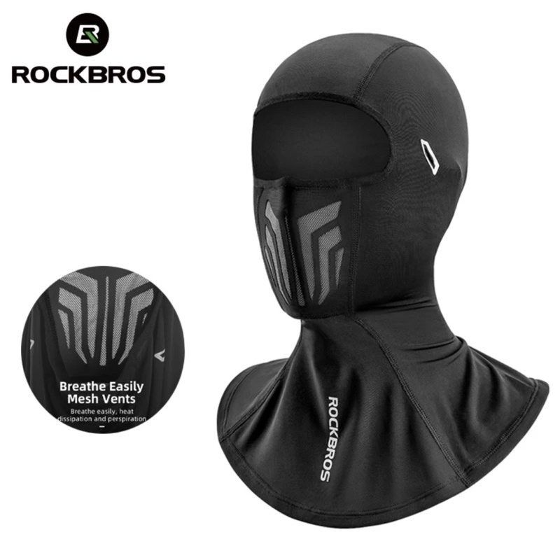 ROCKBROS YPP047 สีดํา Balaclava หน้ากากรถจักรยานยนต์ขี่จักรยาน Face Mask คออุ่นผ้าพันคอกลางแจ้งแถบคา
