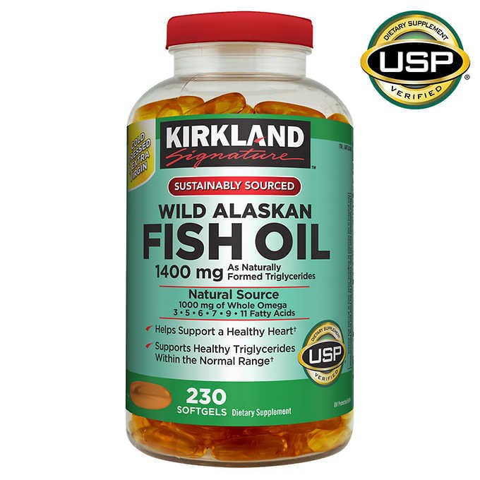 Kirkland Signature Wild Alaskan Fish Oil 1400 mg., 230 Softgels น้ำมันปลาสกัดเย็น พร้อมส่ง!!!