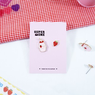 🍓🍓SUPER1 ต่างหูเงิน แฟชั่นสตอเบอรี่💫ใส่แล้วไม่คัน