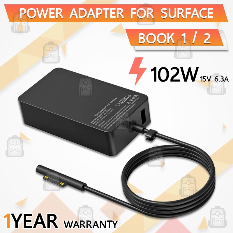 Qbag - รับประกัน 1 ปี – อะแดปเตอร์ 102W สำหรับ Surface Book 3 2 1 – สายชาร์จ Adapter Microsoft Surface Charger