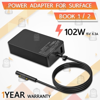 Qbag - รับประกัน 1 ปี – อะแดปเตอร์ 102W สำหรับ Surface Book 3 2 1 – สายชาร์จ Adapter Microsoft Surface Charger