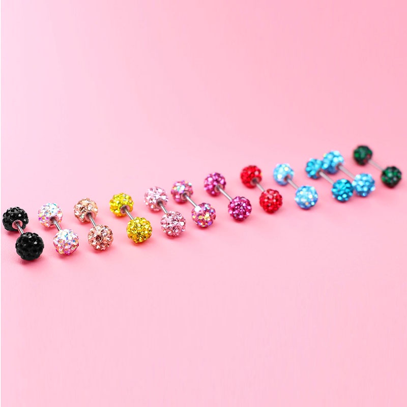 ต่างหูสตั๊ด แบบสองหัว 5 มม. 0.8 มม. เข็มละเอียด เจาะบอล ต่างหูสตั๊ด สกรูก้าน กระพริบ พลอยเทียม บอลหมุน ทางการแพทย์ เหล็ก ไฮโปอัลเลอร์จีนิก ต่างหูสตั๊ด ขนาดเล็ก เจาะ เครื่องประดับ ล็อค ต่างหูเข็ม ต่างหูราคาเดียว