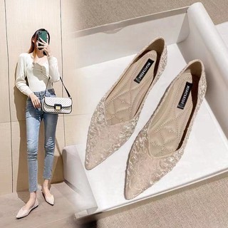 Lanceshoes Kasut Perempuan รองเท้าส้นแบน หัวแหลม พื้นนิ่ม พลัสไซซ์ สําหรับผู้หญิง (35-41)