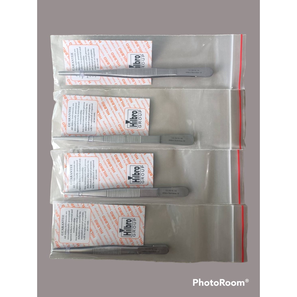 ปากคีบไม่มีเขี้ยว THUMB DRESSING FORCEP SERRATED STR HILBRO / ปากีสถาน , ปากคีบสแตนเลส , ที่คีบ