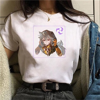 Q-85 Cool Genshin Womens Impact T-shirt Japan Harajuku Large Aesthetic Printing T-shirt Animation Womens T-shirt