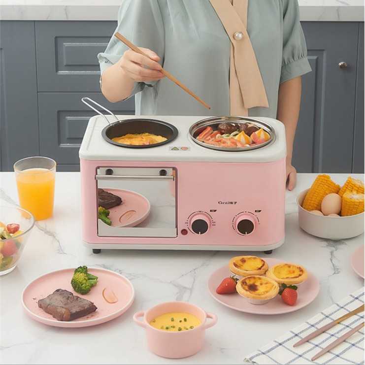 🎉สินค้าพร้อมส่ง🎊 breakfast machine เตาไฟฟ้าเอาใจเด็กหอ 4 in 1 ใช้ทำอาหารได้จริงไม่ว่าจะหุงข้าว ต้ม ผัด อบ ทอดได้หมด