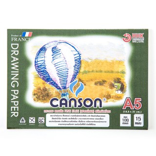 (KTS)สมุดวาดเขียนร้อยปอนด์ CANSON ขนาด A5 ผิวเรียบ หนา 190 แกรม 15แผ่น - 600655