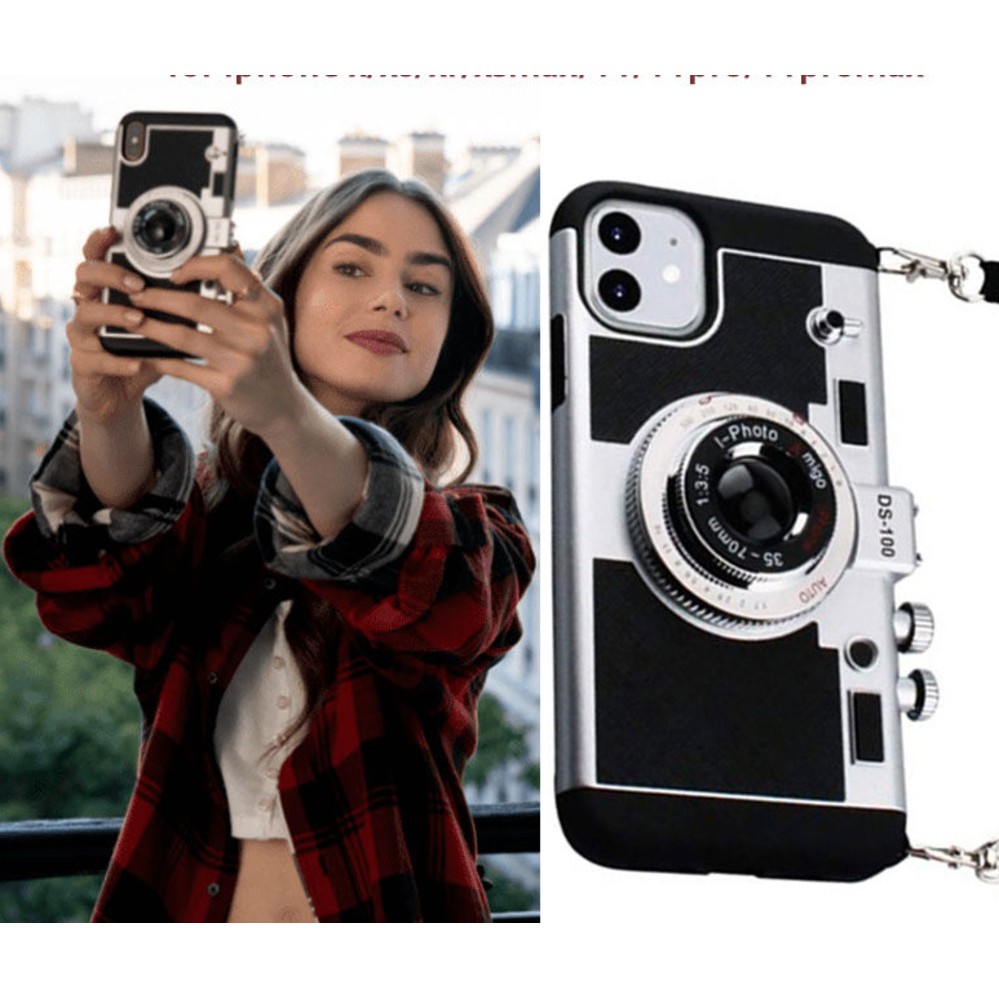 เคสไอโฟน iphone case Smoome เคสโทรศัพท์มือถือ รูปกล้องถ่ายรูป พร้อมสายคล้อง สำหรับ iPhone 12 12 mini 11 Pro XS MAX XR X