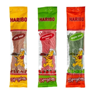 ฮาริโบ เยลลี่เส้นสปาเกตตี้ รสโคล่า แอปเปิ้ล สตรอเบอร์รี่ Haribo Sour Snup Spaghetti Fizz 200g.