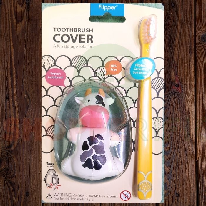 Flipper แปรงสีฟันสําหรับเด็กสัตว์แสนสนุก Combo แปรงสีฟันและที่วางวัว