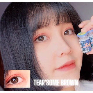 Mimilens ♥️ขายดี♥️คอนแทคเลนส์ รุ่น Tearsome Brown สีน้ำตาล ลายธรรมชาติเนียนใสๆ ขนาด 14.0