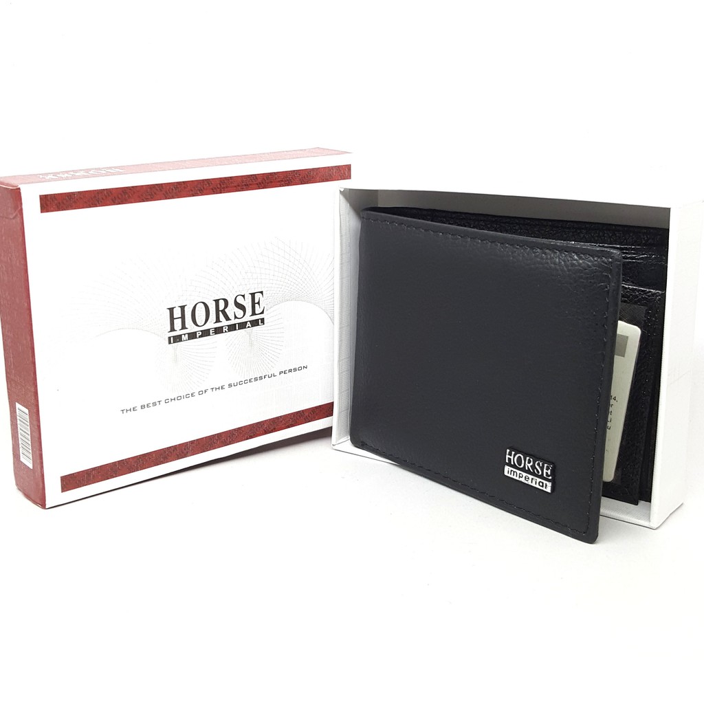 Horse Imperial Wallet กระเป๋าสตางค์แฟชั่น เรียบหรู ทรงสั้น (สีดำ) รุ่น