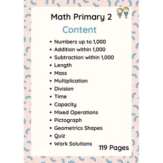 ใบงาน Mathematics ป.2 EP/MEP/MSEP | ครบ 2 เทอม พิมพ์สีทั้งเล่ม 119 หน้า แบบฝึกหัด+เฉลย