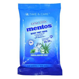 MENTOS EXTRA COOL ผ้าเช็ดทำความสะอาด 10ชิ้น กระดาษทิชชู่ ทิชชู่เปียก กระดาษเปียก