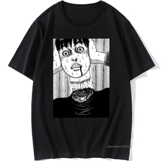 เสื้อยืดผ้าฝ้ายพิมพ์ลาย เสื้อยืด คอเต่า ผ้าฝ้ายบริสุทธิ์ พิมพ์ลาย Ho Junji Ito สีแดง สไตล์วินเทจ สําหรับผู้ชาย