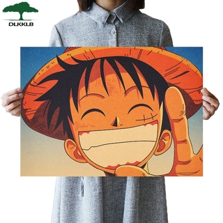 Dlkklb สติ๊กเกอร์โปสเตอร์ One Piece Luffy สไตล์วินเทจขนาด 51X36 ซม . สําหรับตกแต่งผนัง