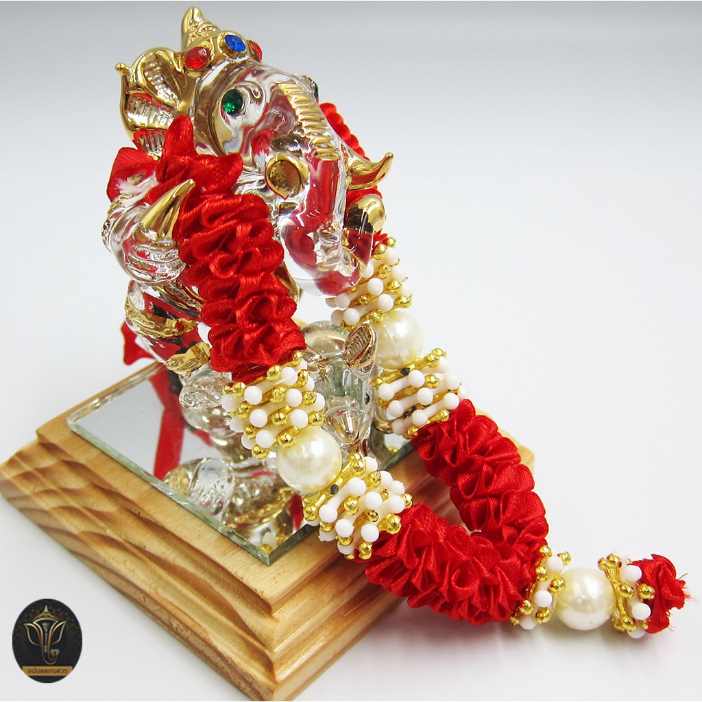 Ananta Ganesh พวงมาลัยแขก (อินเดียแท้) ขนาด 5" สีแดง-ทอง พระพิฆเนศ พระแม่ลักษมี Ma125 MA