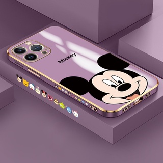 เคสซิลิโคนนิ่ม ทรงสี่เหลี่ยม ลายการ์ตูนมิกกี้เมาส์ สําหรับ iPhone 13 12 Pro MAX Mini