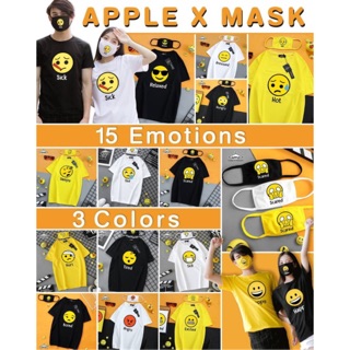 เสื้อยืด โปโล ลายemoji เสื้อแถมผ้าปิดจมูด